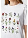 Koton Floral Printed T-Shirt Crew Neck Short Sleeved