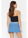 Trendyol Blue Belt Mini Denim Skirt