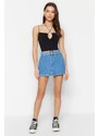 Trendyol Blue Belt Mini Denim Skirt