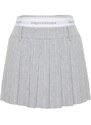 Trendyol X Sagaza Studio Gray Striped Pleated Skirt With Elastic Detail