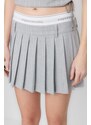 Trendyol X Sagaza Studio Gray Striped Pleated Skirt With Elastic Detail