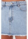 Trendyol Blue Mini Denim Skirt With Tassels, 100% Cotton