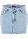 Trendyol Blue Mini Denim Skirt With Tassels, 100% Cotton