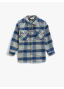 Koton Oversize Lumberjack Shirt Covered Pocket Long Sleeve Soft Textured