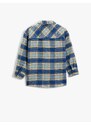 Koton Oversize Lumberjack Shirt Covered Pocket Long Sleeve Soft Textured