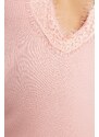 Trendyol Powder Lace and Tie Detail Ribbed Cotton Knitted Nightshirt