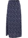 Trendyol Blue Floral Pattern Viscose Woven Midi Skirt