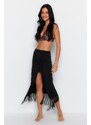 Trendyol Black Maxi Knitted Skirt With Tassels