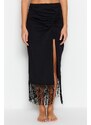 Trendyol Black Maxi Knitted Skirt With Tassels
