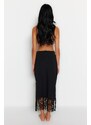 Trendyol Black Maxi Knitted Skirt With Tassels