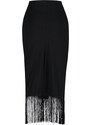 Trendyol Black Maxi Knitted Skirt With Tassels