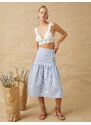 Koton Ruffled Midi Length Skirt with Elastic Waist.