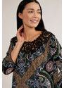 MONNARI Woman's Blouses Patterned Blouse With Lace Multi Black