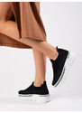 SHELOVET Fabric black sports shoes on thick sole T.Sokolski