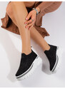 SHELOVET Fabric black sports shoes on thick sole T.Sokolski