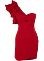 Trendyol Red Double Breasted Woven Flounce Elegant Evening Dress