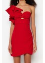 Trendyol Red Double Breasted Woven Flounce Elegant Evening Dress