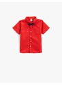 Koton Shirt with Bow Tie Short Sleeved One Pocket