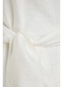 Trendyol White Wide Belted Zipper Cuff Woven Linen Look Dress