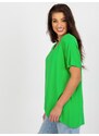Fashionhunters Základní zelená oversize halenka s krátkým rukávem