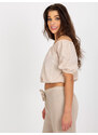 BASIC BÉŽOVÝ BAVLNĚNÝ HALENKOVÝ CROP TOP -BEIGE Béžová