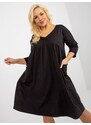 Fashionhunters Černé mikinové šaty plus size basic s kapsami