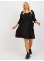 Fashionhunters Černé mikinové šaty plus size basic s kapsami