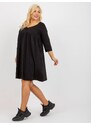 Fashionhunters Černé mikinové šaty plus size basic s kapsami