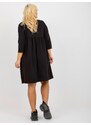 Fashionhunters Černé mikinové šaty plus size basic s kapsami