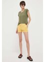 Bavlněné šortky Pepe Jeans Balboa žlutá barva, hladké, medium waist