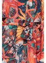 Trendyol Tropical Patterned Belted Mini Woven Kimono & Caftan