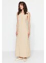 Trendyol Beige Ribbed Sleeveless Knitted Dress