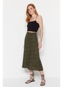 Trendyol Khaki Skirt with Viscose Fabric and Animal Print