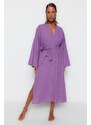 Trendyol Maxi Woven Kimono & Caftan with Purple Belt