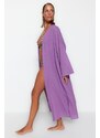 Trendyol Maxi Woven Kimono & Caftan with Purple Belt