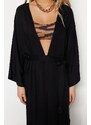 Trendyol Maxi Woven Kimono & Kaftan with Black Belt