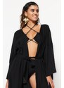 Trendyol Maxi Woven Kimono & Kaftan with Black Belt