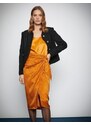 Koton Melis Ağazat X - Wrapover Tie Satin Midi Length Skirt