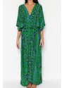 Trendyol Ethnic Patterned Belted Maxi Woven Kimono & Kaftan