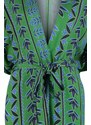 Trendyol Ethnic Patterned Belted Maxi Woven Kimono & Kaftan