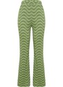 Trendyol Green Wrinkled Wide Leg/Relaxed Cut High Waist Knitted Trousers