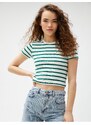 Koton Crop T-Shirt Crew Neck Short Sleeve Viscose Blend.