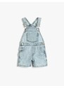 Koton Denim Bib Overalls Shorts With Pocket Cotton Cotton