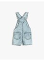 Koton Denim Bib Overalls Shorts With Pocket Cotton Cotton