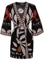 Trendyol Ethnic Pattern Belted Mini-Weave 100% Cotton Kimono & Caftan