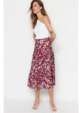 Trendyol Multi-Colored Midi Skirt with Ruffles and Viscose Fabric with a Floral Pattern