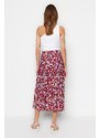 Trendyol Multi-Colored Midi Skirt with Ruffles and Viscose Fabric with a Floral Pattern