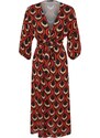 Trendyol Geometric Pattern Belted Maxi Woven Kimono & Kaftan with Balloon Sleeves