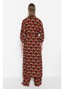 Trendyol Geometric Pattern Belted Maxi Woven Kimono & Kaftan with Balloon Sleeves