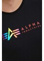 Bavlněné tričko Alpha Industries černá barva, s potiskem